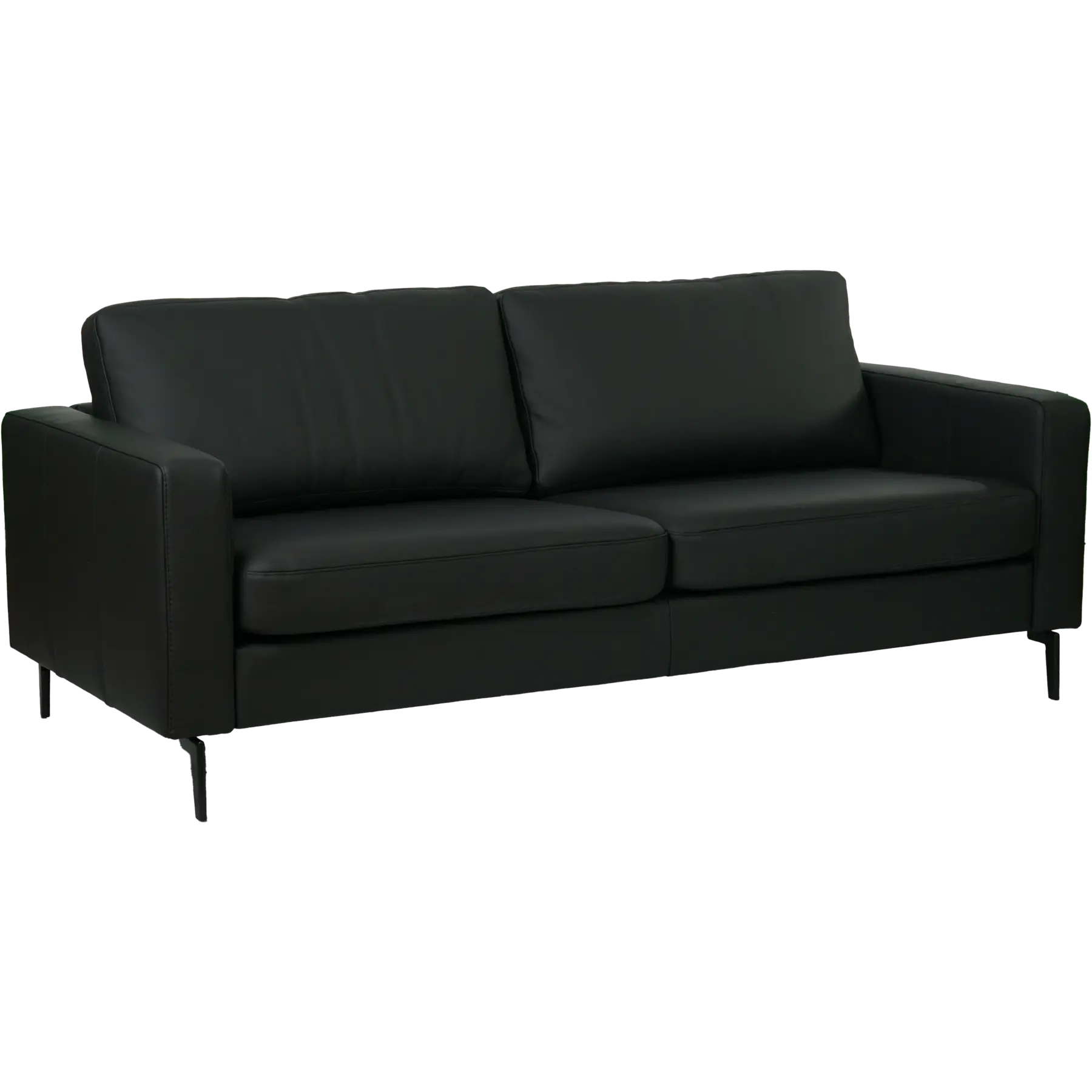 afbeelding van Leren bank Match - 3 zits - Toledo Nero (zwart) - Poten staal zwart